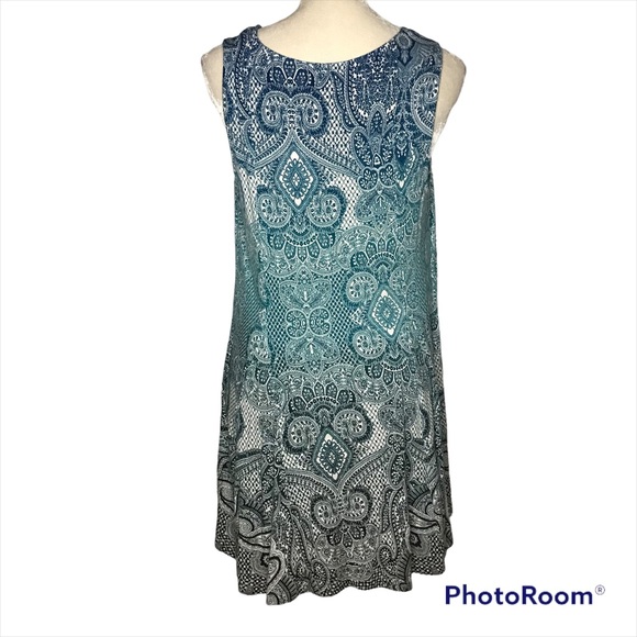 Soma Sleeveless Fit + Flare Tunic Dress Blue Ombré Size L - Picture 2 of 7
